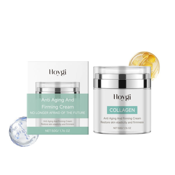 crema de tratamiento facial con colágeno Hoygi hidrata, unifica el tono de la piel, la reafirma y la rejuvenece.